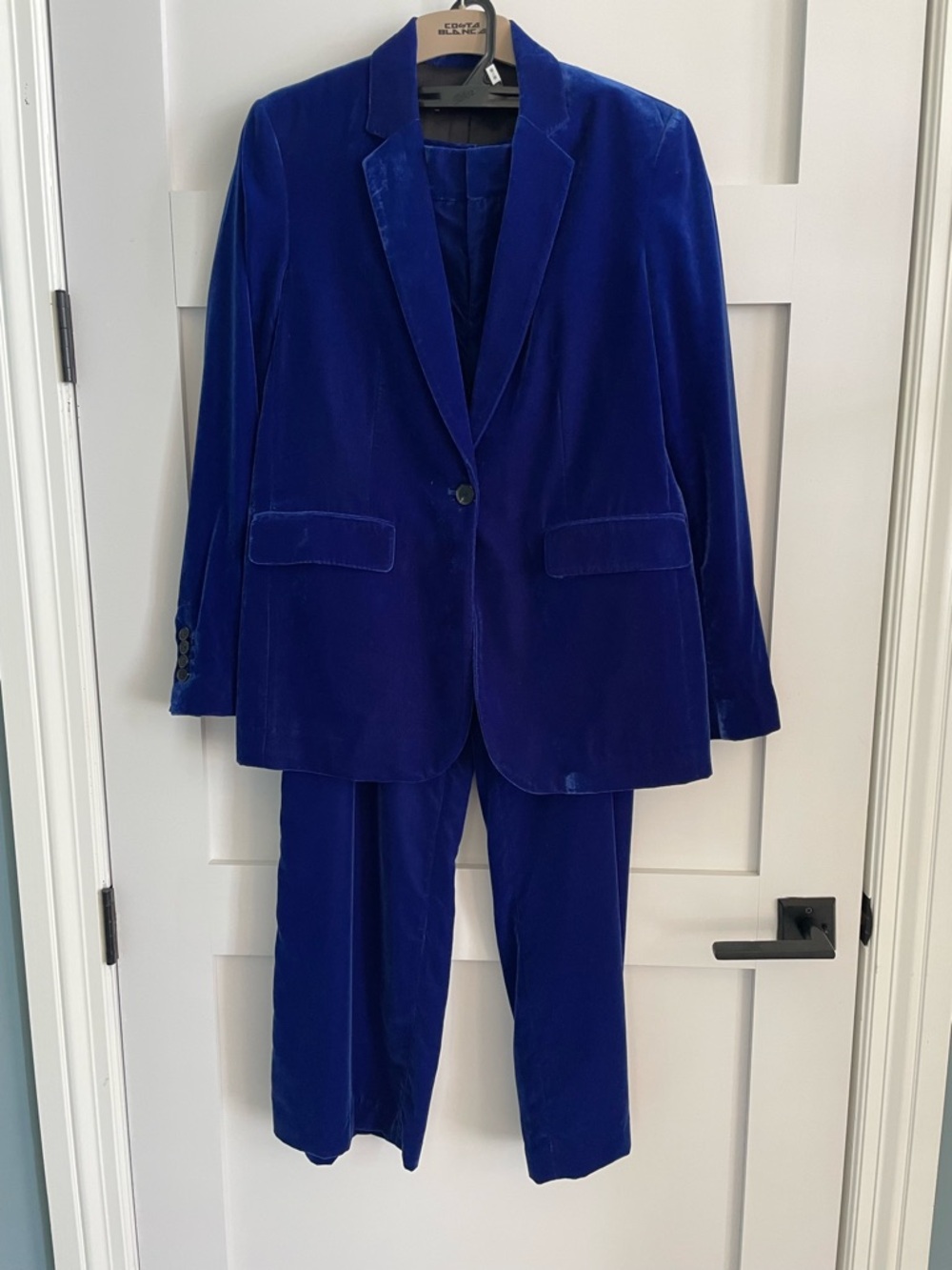 Zara Cobalt Blue Velvet Wide-Leg Suit